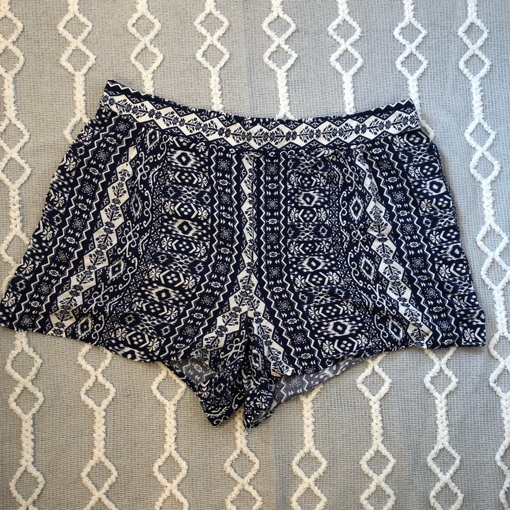 Navy Blue Printed Shorts